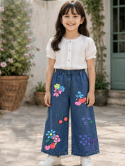 GIRLS SOFT COTTON DENIM PALAZZO PANTS