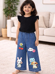 Girls Soft Cotton Denim Wide Leg Palazzo Pants