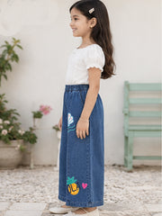 GIRLS SOFT COTTON DENIM PALAZZO PANTS
