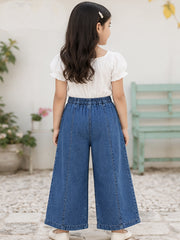 GIRLS SOFT COTTON DENIM PALAZZO PANTS
