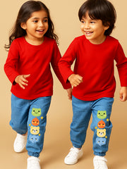 UNISEX CARTOON PRINT COTTON DENIM JOGGER