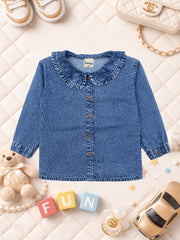 GIRLS BLUE DENIM COTTON FULL SLEEVE SHIRT