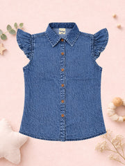 Girls Blue Denim Cotton Shirt