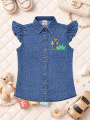 GIRLS BLUE DENIM COTTON SHIRT