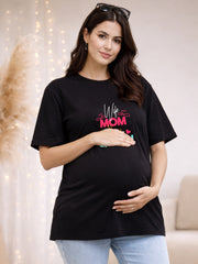 BLACK SOFT BIO-WASHED MATERNITY T-SHIRT