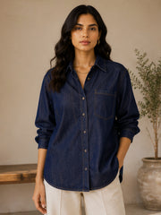 CLARA DARK INDIGO DENIM OVERSIZED SHIRT