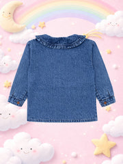 GIRLS BLUE DENIM COTTON FULL SLEEVE SHIRT