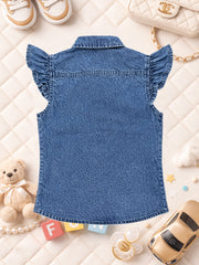 GIRLS BLUE DENIM COTTON SHIRT