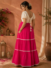FUSHIA RAYON WOMEN'S MATERNITY SMOKED SKIRT