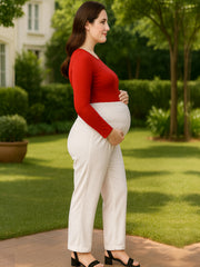 WHITE RAYON WOMEN'S MATERNITY SMOKED BOTTOM