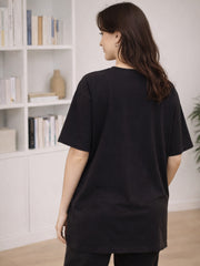 BLACK SOFT BIO-WASHED MATERNITY T-SHIRT