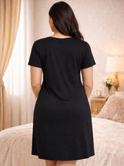 Maternity Cotton Knit Nightdress with Placement Print