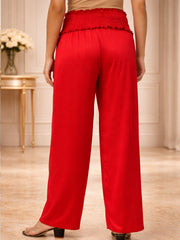RED SATIN WOMEN'S MATERNITY SMOKED BOTTOM