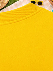 Kids Yellow Cotton Knit T-Shirt & Denim Jogger Co-Ord Set
