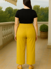 MUSTARD RAYON WOMEN'S MATERNITY SMOKED BOTTOM