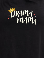 BLACK MATERNITY COTTON KNIT NIGHTDRESS WITH PRINT
