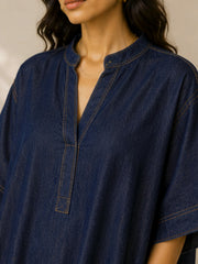 DIA DARK INDIGO DENIM RELAXED MAXI KAFTAN DRESS