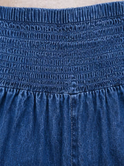 BLUE COTTON DENIM WOMEN'S MATERNITY SMOKED BOTTOM