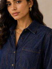 CLARA DARK INDIGO DENIM OVERSIZED SHIRT