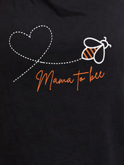 BLACK MATERNITY COTTON KNIT NIGHTDRESS WITH PRINT