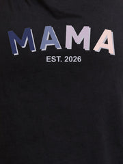 BLACK MATERNITY COTTON KNIT NIGHTDRESS WITH PRINT