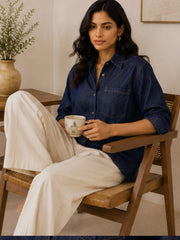 CLARA DARK INDIGO DENIM OVERSIZED SHIRT
