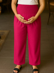 FUSHIA RAYON WOMEN'S MATERNITY SMOKED BOTTOM