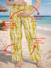 OLIVE COTTON TIE-DYE WOMEN'S MATERNITY SMOKED BOTTOM