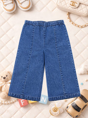 GIRLS SOFT COTTON SOLID DENIM PALAZZO PANTS