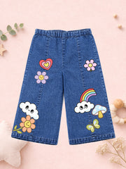 GIRLS SOFT COTTON DENIM PALAZZO PANTS