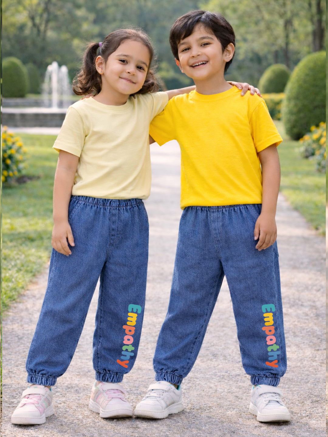 UNISEX CARTOON PRINT COTTON DENIM JOGGER