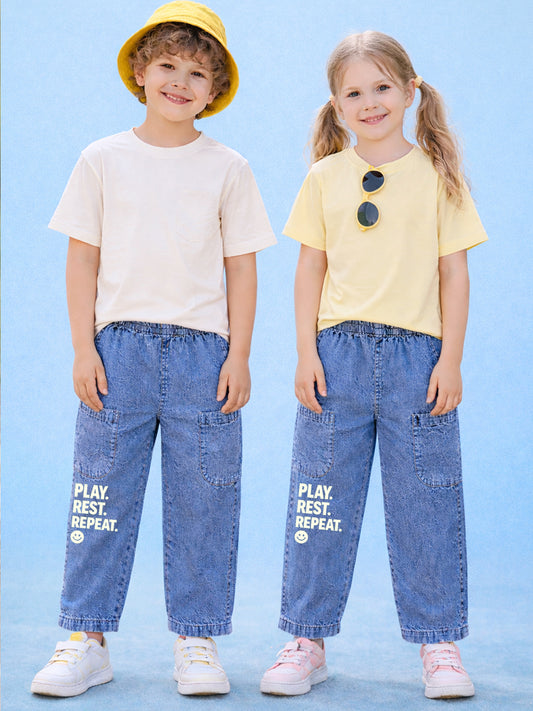 UNISEX PATCH POCKET COTTON DENIM PANT