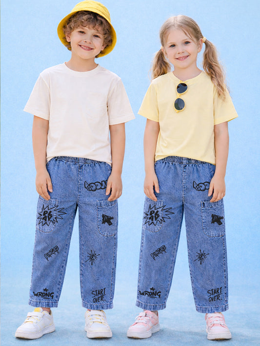 UNISEX PATCH POCKET COTTON DENIM PANT