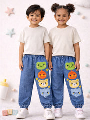 UNISEX CARTOON PRINT COTTON DENIM JOGGER