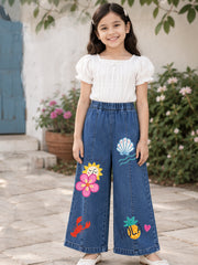 GIRLS SOFT COTTON DENIM PALAZZO PANTS