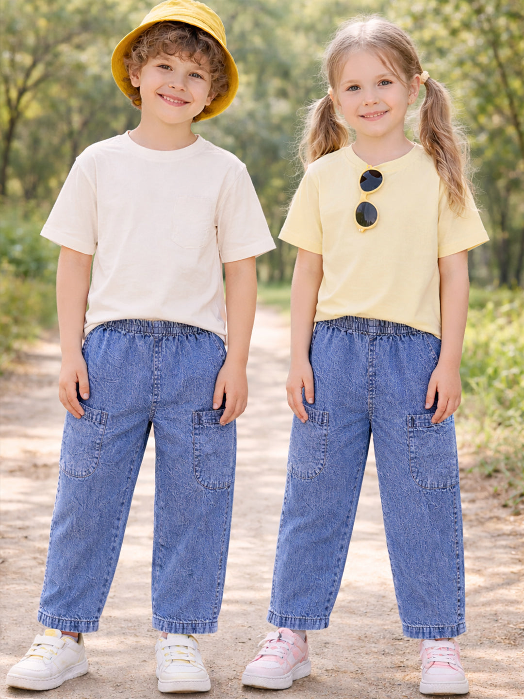 UNISEX PATCH POCKET COTTON DENIM PANT