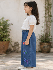 GIRLS SOFT COTTON DENIM PALAZZO PANTS