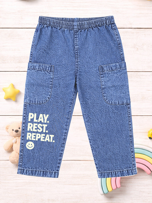 UNISEX PATCH POCKET COTTON DENIM PANT