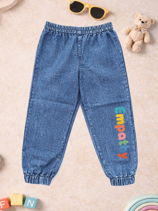 UNISEX CARTOON PRINT COTTON DENIM JOGGER