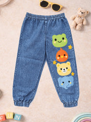 UNISEX CARTOON PRINT COTTON DENIM JOGGER