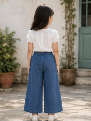 GIRLS SOFT COTTON DENIM PALAZZO PANTS