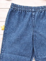 Unisex Cartoon Print Cotton Denim Joggers