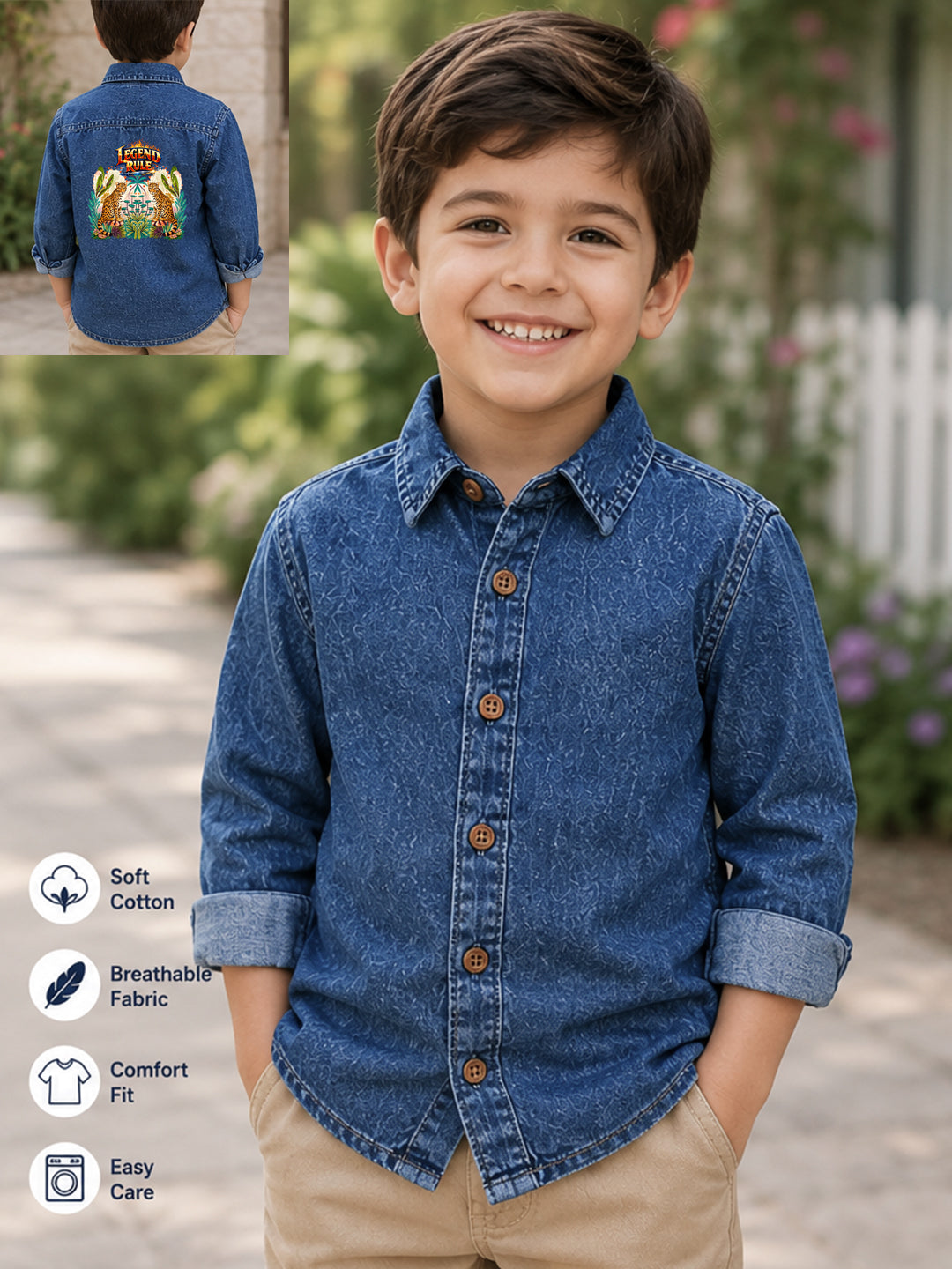 BOYS SOFT COTTON DENIM FULL SLEEVE SHIRT