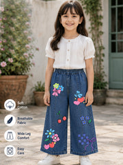 GIRLS SOFT COTTON DENIM PALAZZO PANTS