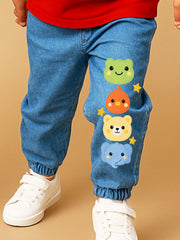 UNISEX CARTOON PRINT COTTON DENIM JOGGER