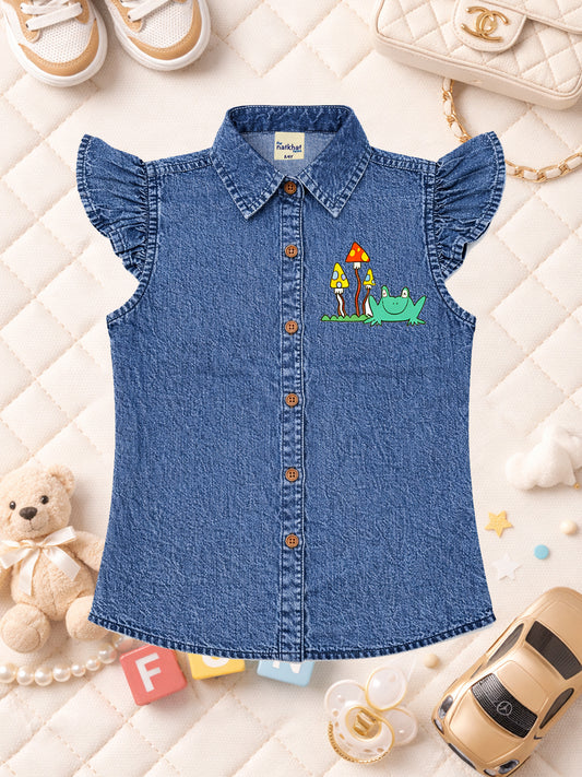 GIRLS BLUE DENIM COTTON SHIRT