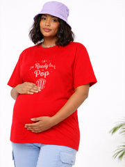 RED SOFT BIO-WASHED MATERNITY T-SHIRT