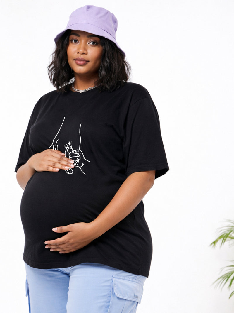 BLACK SOFT BIO-WASHED MATERNITY T-SHIRT