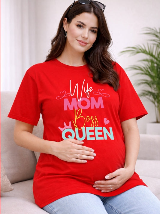 RED SOFT BIO-WASHED MATERNITY T-SHIRT
