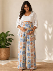 PINK RAYON PATCH WOMEN'S MATERNITY SMOKED BOTTOM
